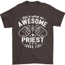 This Is What an Awesome Priest Looks Like Mens T-Shirt Cotton Gildan Dark Chocolate