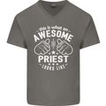 This Is What an Awesome Priest Looks Like Mens V-Neck Cotton T-Shirt Charcoal