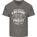 This Is What an Awesome Priest Looks Like Mens V-Neck Cotton T-Shirt Charcoal
