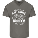This Is What an Awesome Roofer Looks Like Mens V-Neck Cotton T-Shirt Charcoal