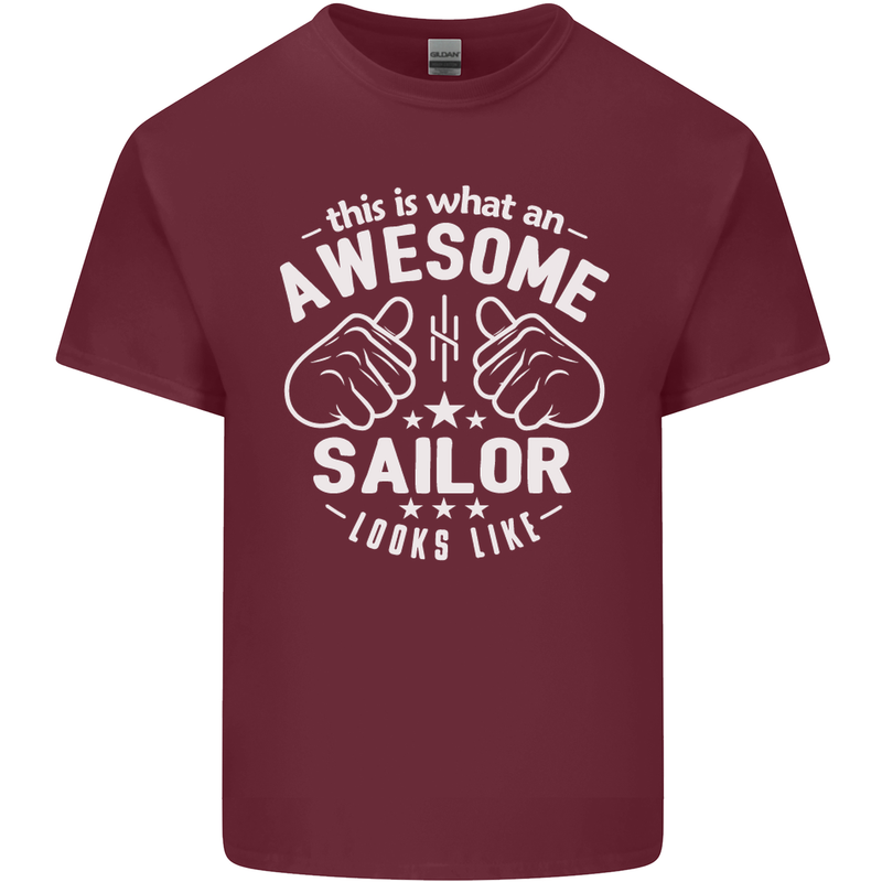 This Is What an Awesome Sailor Looks Like Mens Cotton T-Shirt Tee Top Maroon