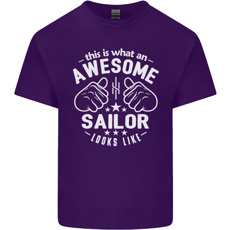 This Is What an Awesome Sailor Looks Like Mens Cotton T-Shirt Tee Top Purple
