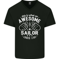 This Is What an Awesome Sailor Looks Like Mens V-Neck Cotton T-Shirt Black