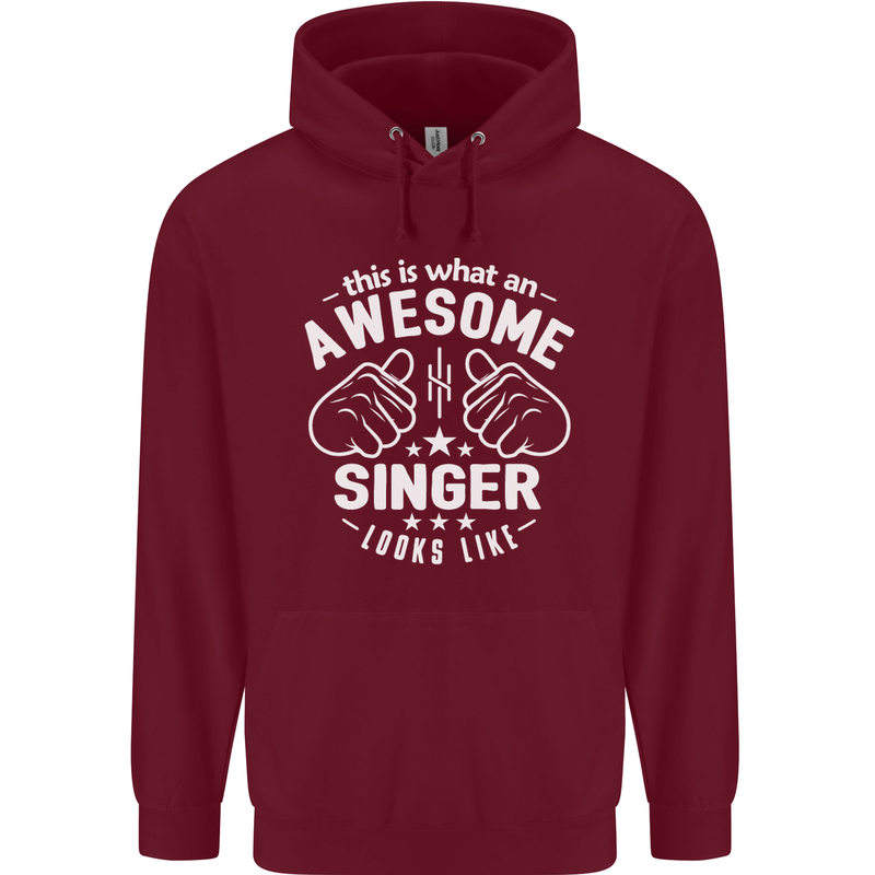 This Is What an Awesome Singer Looks Like Mens 80% Cotton Hoodie Maroon