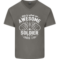 This Is What an Awesome Soldier Looks Like Mens V-Neck Cotton T-Shirt Charcoal