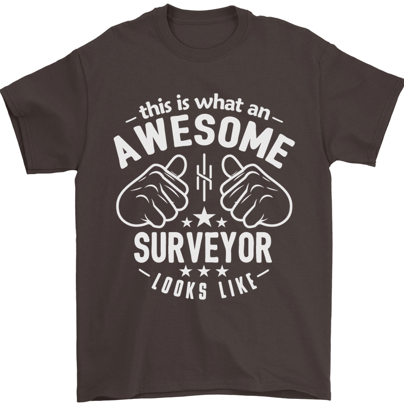 This Is What an Awesome Surveyor Looks Like Mens T-Shirt Cotton Gildan Dark Chocolate