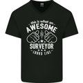 This Is What an Awesome Surveyor Looks Like Mens V-Neck Cotton T-Shirt Black