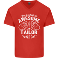 This Is What an Awesome Tailor Looks Like Mens V-Neck Cotton T-Shirt Red