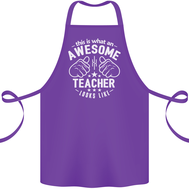 This Is What an Awesome Teacher Looks Like Cotton Apron 100% Organic Purple