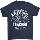 This Is What an Awesome Teacher Looks Like Mens T-Shirt Cotton Gildan Navy Blue