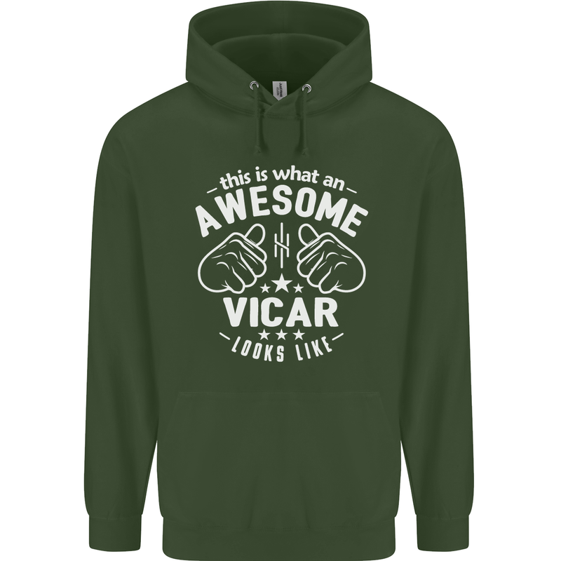 This Is What an Awesome Vicar Looks Like Mens 80% Cotton Hoodie Forest Green