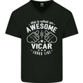 This Is What an Awesome Vicar Looks Like Mens V-Neck Cotton T-Shirt Black