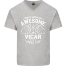 This Is What an Awesome Vicar Looks Like Mens V-Neck Cotton T-Shirt Sports Grey