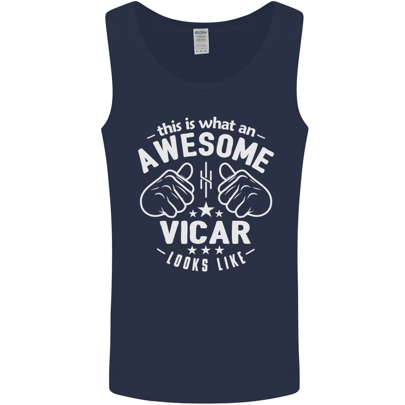 This Is What an Awesome Vicar Looks Like Mens Vest Tank Top Navy Blue