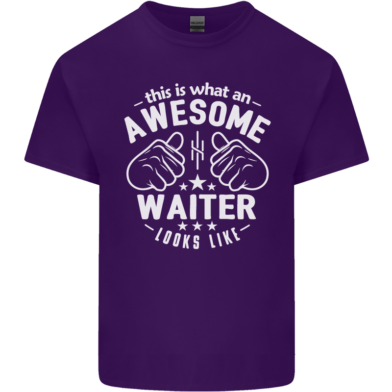 This Is What an Awesome Waiter Looks Like Mens Cotton T-Shirt Tee Top Purple