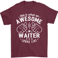 This Is What an Awesome Waiter Looks Like Mens T-Shirt Cotton Gildan Maroon