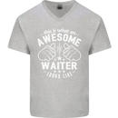 This Is What an Awesome Waiter Looks Like Mens V-Neck Cotton T-Shirt Sports Grey