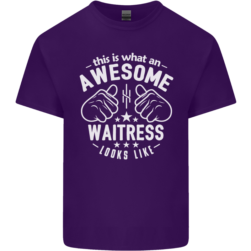 This Is What an Awesome Waitress Looks Like Mens Cotton T-Shirt Tee Top Purple
