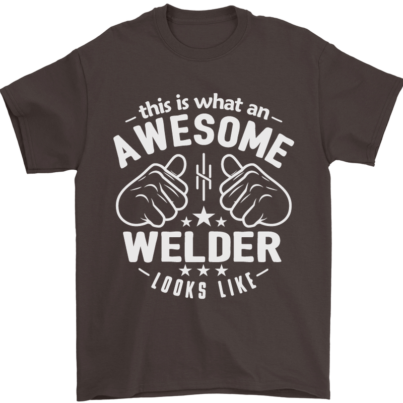 This Is What an Awesome Welder Looks Like Mens T-Shirt Cotton Gildan Dark Chocolate