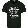 This Is What an Awesome Welder Looks Like Mens V-Neck Cotton T-Shirt Black