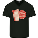 This Teacher Needs Coffee Funny Teaching Mens V-Neck Cotton T-Shirt Black