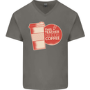 This Teacher Needs Coffee Funny Teaching Mens V-Neck Cotton T-Shirt Charcoal