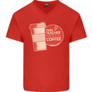 This Teacher Needs Coffee Funny Teaching Mens V-Neck Cotton T-Shirt Red