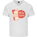 This Teacher Needs Coffee Funny Teaching Mens V-Neck Cotton T-Shirt White