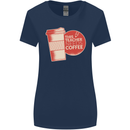 This Teacher Needs Coffee Funny Teaching Womens Wider Cut T-Shirt Navy Blue