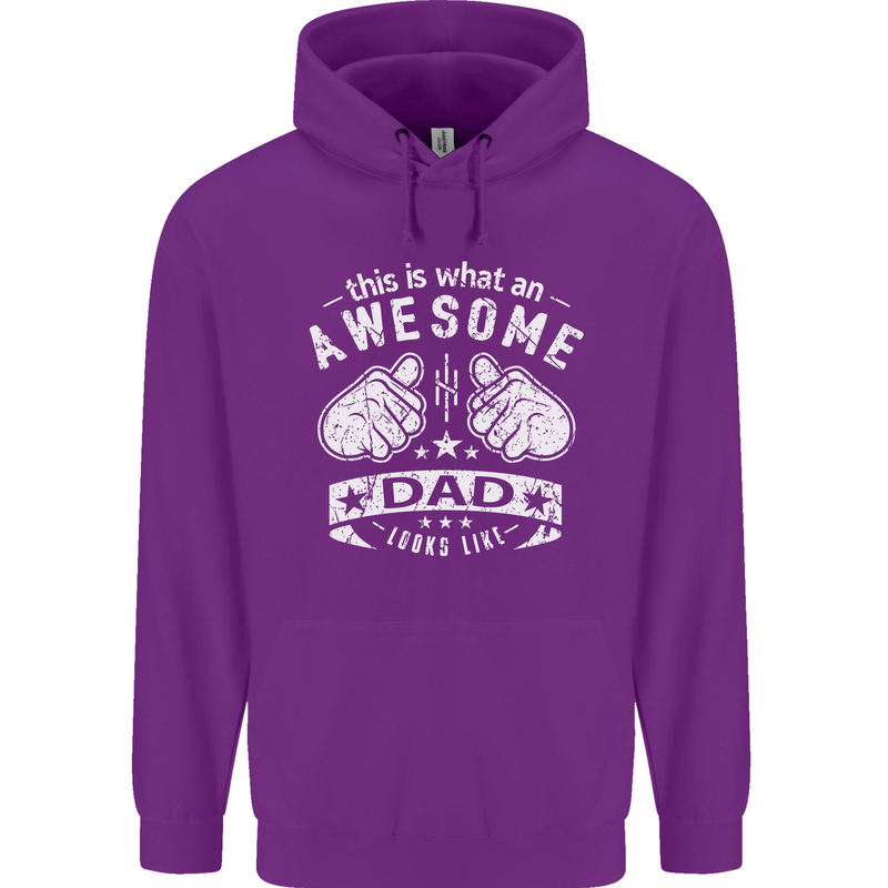 This is What an Awesome Dad Looks Like Mens 80% Cotton Hoodie Purple