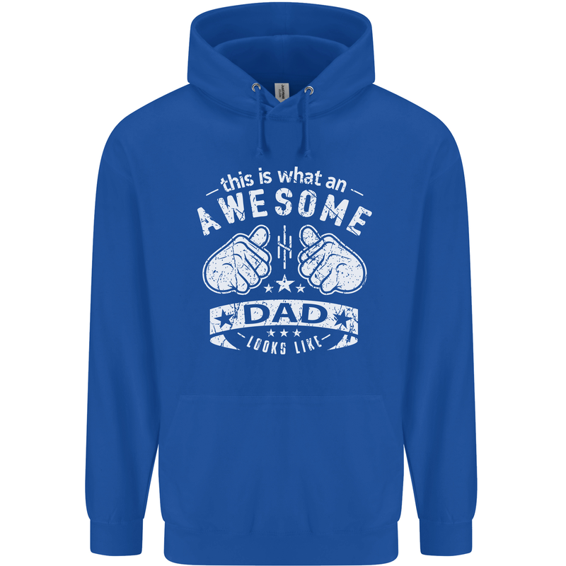 This is What an Awesome Dad Looks Like Mens 80% Cotton Hoodie Royal Blue
