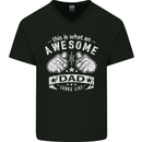 This is What an Awesome Dad Looks Like Mens V-Neck Cotton T-Shirt Black