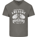 This is What an Awesome Dad Looks Like Mens V-Neck Cotton T-Shirt Charcoal