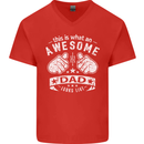 This is What an Awesome Dad Looks Like Mens V-Neck Cotton T-Shirt Red