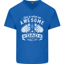 This is What an Awesome Dad Looks Like Mens V-Neck Cotton T-Shirt Royal Blue