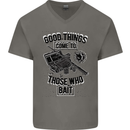 Those Who Bait Fishing Fisherman Funny Mens V-Neck Cotton T-Shirt Charcoal