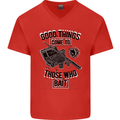 Those Who Bait Fishing Fisherman Funny Mens V-Neck Cotton T-Shirt Red