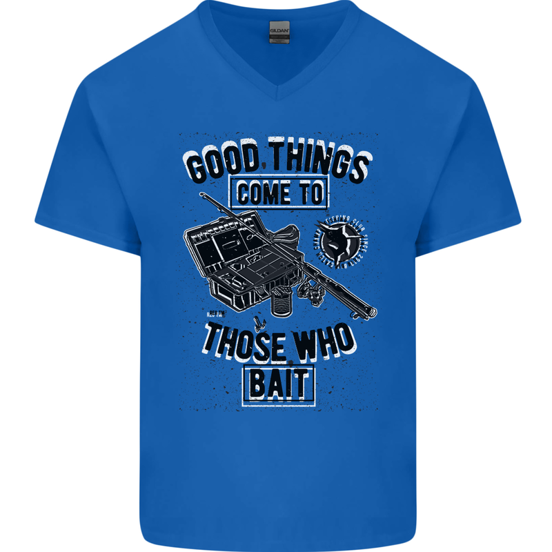 Those Who Bait Fishing Fisherman Funny Mens V-Neck Cotton T-Shirt Royal Blue
