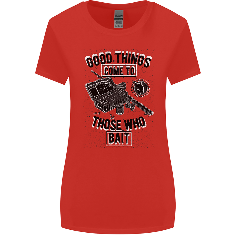 Those Who Bait Fishing Fisherman Funny Womens Wider Cut T-Shirt Red