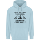 Three Fish Sizes Funny Fishing Fisherman Childrens Kids Hoodie Light Blue