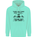 Three Fish Sizes Funny Fishing Fisherman Childrens Kids Hoodie Peppermint