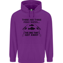 Three Fish Sizes Funny Fishing Fisherman Childrens Kids Hoodie Purple