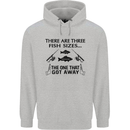Three Fish Sizes Funny Fishing Fisherman Childrens Kids Hoodie Sports Grey