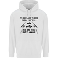 Three Fish Sizes Funny Fishing Fisherman Childrens Kids Hoodie White