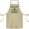 Three Fish Sizes Funny Fishing Fisherman Cotton Apron 100% Organic Khaki