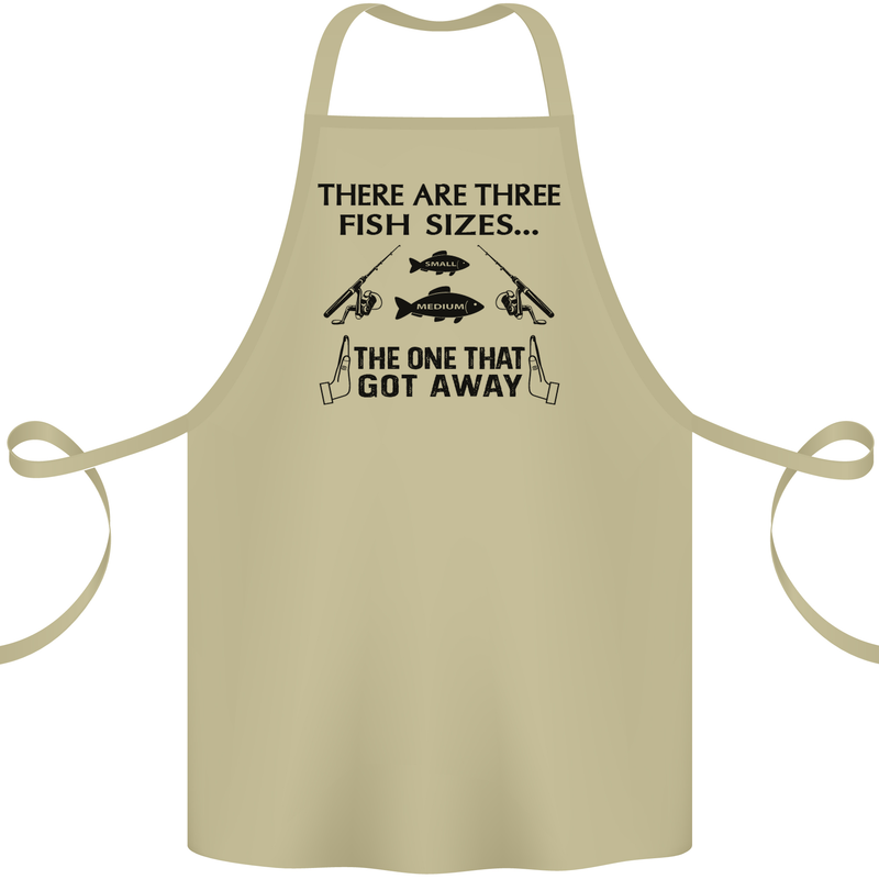 Three Fish Sizes Funny Fishing Fisherman Cotton Apron 100% Organic Khaki