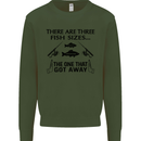 Three Fish Sizes Funny Fishing Fisherman Kids Sweatshirt Jumper Forest Green