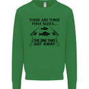 Three Fish Sizes Funny Fishing Fisherman Kids Sweatshirt Jumper Irish Green
