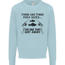 Three Fish Sizes Funny Fishing Fisherman Kids Sweatshirt Jumper Light Blue