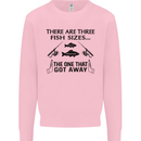 Three Fish Sizes Funny Fishing Fisherman Kids Sweatshirt Jumper Light Pink